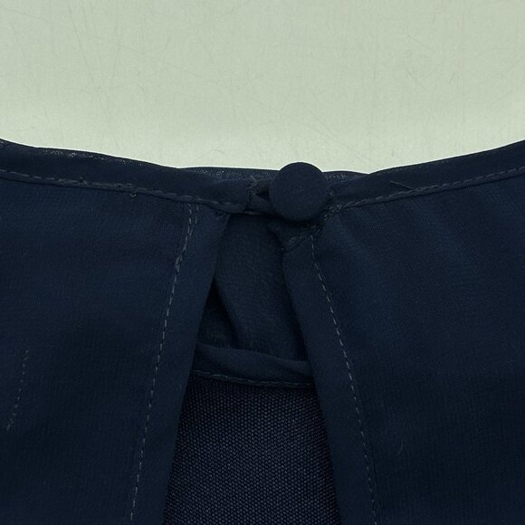 Cache Women's Size 4 Navy Blue Chiffon Formal Beaded Velvet Skirt Blouson Dress - Picture 7 of 9